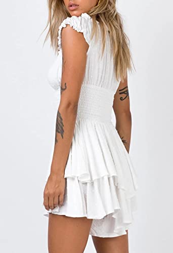 AOHITE Womens Summer Tube Top Dress Off-Shoulder Ruffled Flowy Mini Short Dresses2