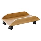 BALANBO CPU Stand PC Cart Computer Bamboo CPU Holder Tower Stand with Baffle with 4 Caster Rolling...