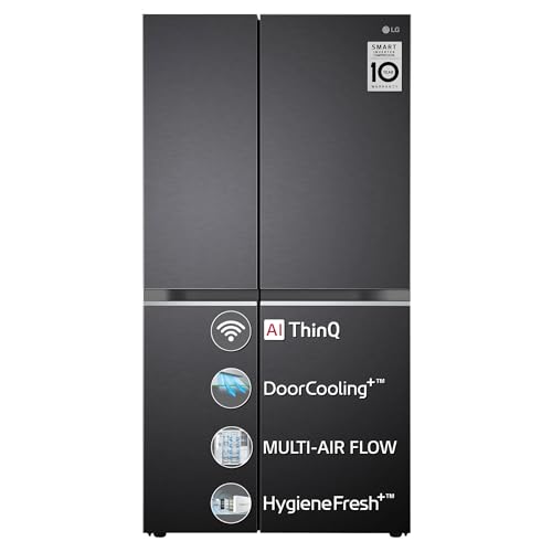 Image of LG 655 L Frost Free Inverter Wi-Fi Side-By-Side Refrigerator Appliance (, GL-B257EMCX, Matte Black, Door Cooling+ with Hygiene Fresh)