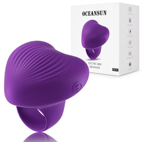 OCEANSUN Portable Finger Massager, Waterproof Rechargeable Mini Silent Massage Tool, Purple