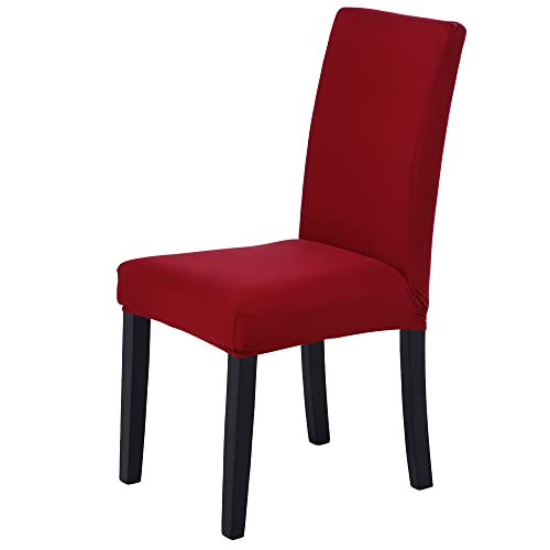 Veakii R Fundas para sillas Pack de 4 Fundas sillas Comedor, Lavable Comedor Asiento Cubre para el Comedor casero Modern Bouquet de la Boda, Hotel, Decor Restaurante（Rojo Vino）