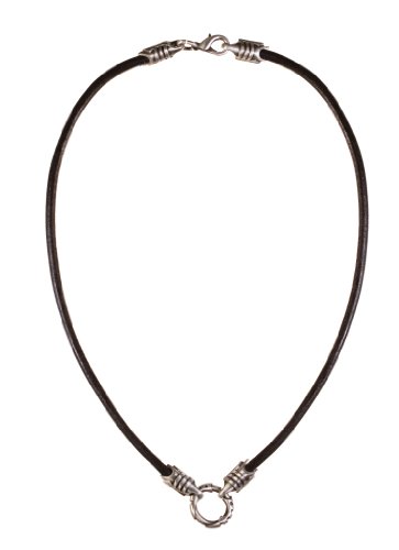 Bico Australia Black Leather Necklace (CL1) with Jump Loop for Pendant, Silver Plated - 18 Inches