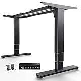 HUANUO Electric Standing Desk Frame with 3-Stage Adjustable Desk Legs, Brushless Motor, and 220 lbs Max Load, Home Office Height-Adjustable Desk Frame for Max 43.31″ x 86.61″ Desktop, Frame Only