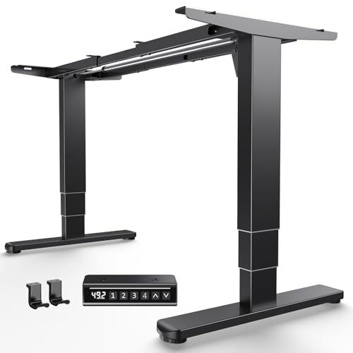 Image of HUANUO Standing Desk Frame with 220lbs Powerful Brushless Motor, Double Crossbeam Structure, Thick Adjustable Desk Legs, for Max 35.4″ x 86.6″ Desktop, for Home Office, Black Frame Only
