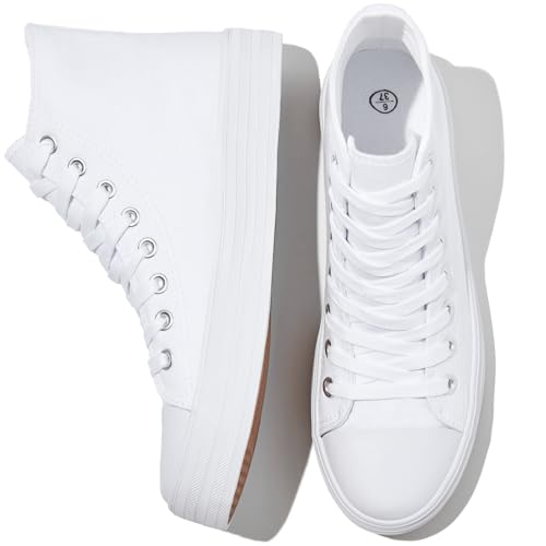 HYPOCRUTE Womens High Top Sneakers Classic Canvas Shoes for Women Lace Up Canvas Sneakers Casual Tennis Shoes for Walking