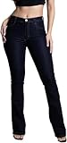 Calça Jeans Sarja Feminina Sawary Boot Cut Flare, Boca de Sino, Com Elastano, Cintura Média (BR, Numérico, 48, Azul Indigo)