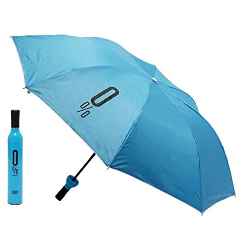 Image of AUGEN Folding Portable Umbrella with Bottle Cover for UV Protection & Rain Umbrella Mini Travel (Blue, Pack of 1)