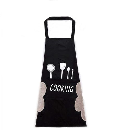 LINKLKBOY Delantales Impermeables Ajustables del Cocinero con Bolsillo Cocina de Cocina para Mujeres Hombres,Delantal Chefs Cocina para Cocinar/Hornear (Negro)