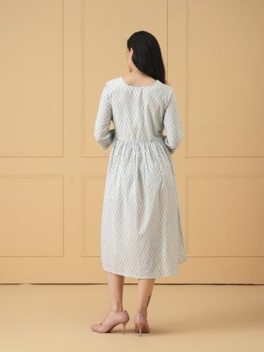 Image of The Mom Store Maternity and Nursing Dress | Pre and Post Pregnancy Dress for Womens | Zipper /Button Opening | Causal Wear | Trendy Stylish Causal Dresses for New Moms