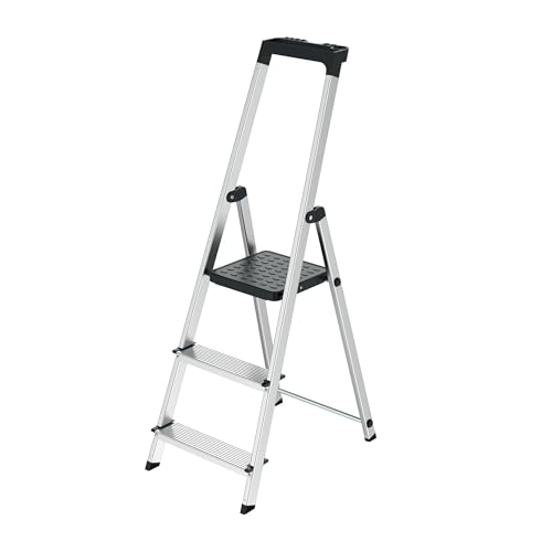 WERKA PRO Escabeau en Aluminium 3 Marches Pliable et Léger pour Usage Domestique et Professionnel avec Plateforme...