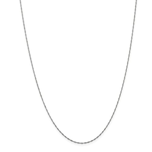 Solid 14k White Gold 1mm Singapore Chain Necklace