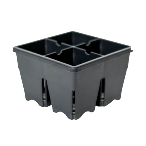Epic Reusable Seed Starter Tray - Easy Watering Seed Starting Trays - Gardener Friendly Plant Trays for Seedlings | UV-Treated BPA-Free Seedling Tray -4-Cell 4" Seed Starting Trays - Black /4 Trays