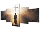 TUMOVO House Decorations for Living Room Jesus and Crucifix Wall Art Paintings Jesus Wall Art Poster for Bedroom Crucifix Pictures Walls Decor Christianity Prints Framed Ready to Hang(50
