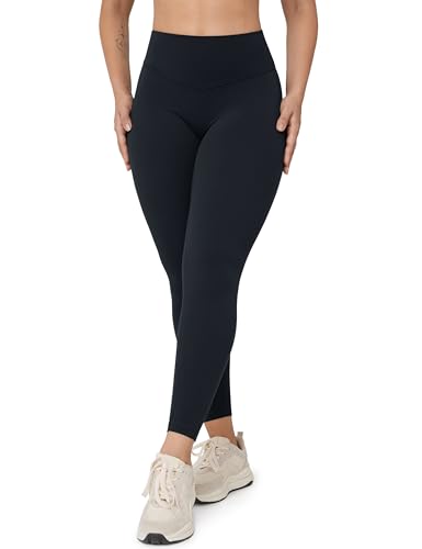 UNISSU Hugcurve No Front Seam High Waisted Workout Leggings for Women Buttery Soft Yoga Pants Gym Athletic Tights - 25'' Black X-Large