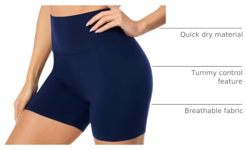 Image of FULLSOFT High Waisted Biker Shorts for Women-5 inch Tummy Control Fitness Athletic Workout Running Yoga Gym Shorts