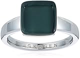 skagen ring Edelstahlring, glänzend mit rauchgrauem rechteckigem Glasstein