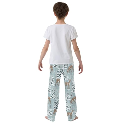 Boys' Pants Christmas Forest Deer Pine Trees Long Bottoms Jogger Pants Elastic Waist Trousers with Pockets S-XL3