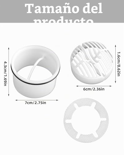 Miniatura 2 de Juego De 2 Sets De Filtro Desagüe Ducha Y Tubo De Inmersión, Atrapa Pelos Ducha Y Rejilla Desagüe Ducha, Compatible Con Viega Tempoplex 6960, 6961, 6962, 6963