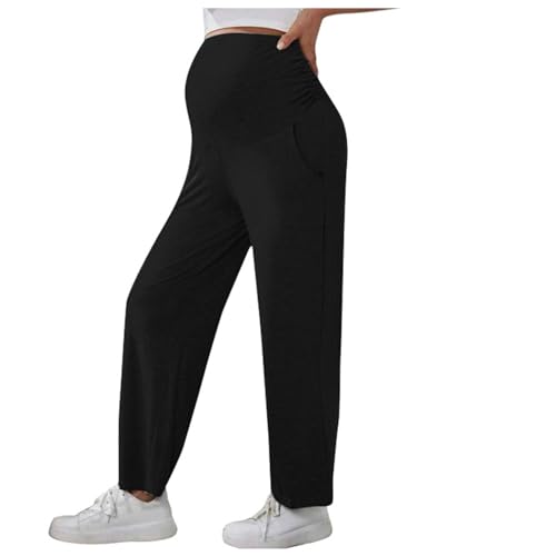 Hose Schwangerschaft Damen Sommer Locker Umstandsmode Hose Elegant Baumwolle Gerade Hose Damen High Waist Elastizität Freizeit Jogging (DE/NL/SE/PL, Alphanumerisch, L, Regular, Regular, Schwarz) Hose Schwangerschaft Damen Sommer Locker Umstandsmode Hose Elegant Baumwolle Gerade Hose Damen High Waist Elastizität Freizeit Jogging (DE/NL/SE/PL, Alphanumerisch, L, Regular, Regular, Schwarz)