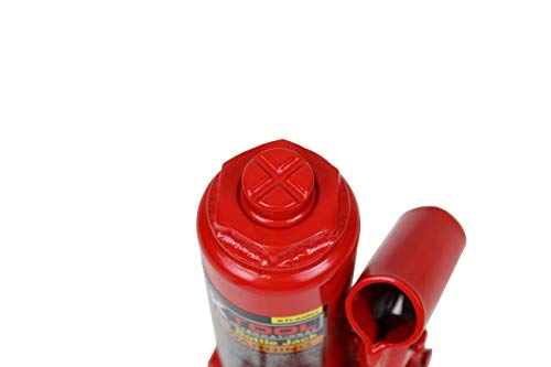 K Tool International 63201 2 Ton Hydraulic Bottle Jack For Garages, Repair Shops, And Diy, 4,000 Lbs. Capacity, Lift Range 6.2" - 12.1", Heavy Duty Steel, Heat Treated Ram Extension Screw, Red #TOP4