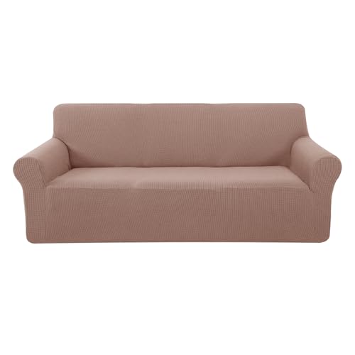 U-NICE HOME Stretch Couch Cover for 3-Cushion Sofa, Camel