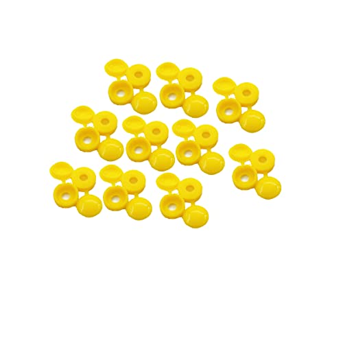 50Pcs Hinged Screw Cover Cap Plastic Screw Covers Caps Fold Snap Decorative Washer Flip Tops for Car Cabinet Furniture Yellow - Image 3