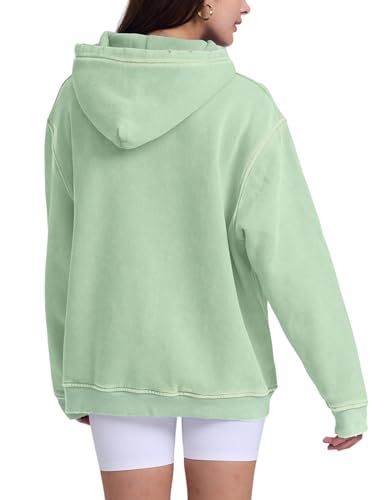 Image of FAIABLE Womens Oversized Acid Wash Hoodie Unisex Heavyweight Cotton Hoodies Fleece Vintage Washed Sweatshirt Women Men