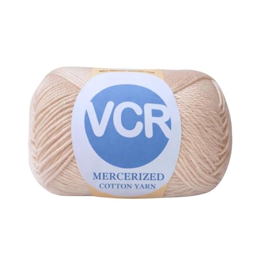 Image of VCR 4 Ply Almond 100% Mercerized Cotton Yarn, 60 Grams Hank, 190 Meters Length, Cotton Combed Ball, Smooth and Glossy Crochet Yarn for Crochet and Knitting, Pack of 1, Suitable for DIY Crafts