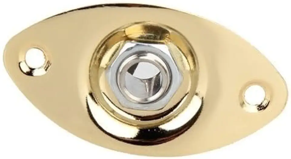 Jack Plate Placa Oval de Metal P10 para Guitarra e Baixo, 3 Cores Disponíveis, Velvet (Dourado)