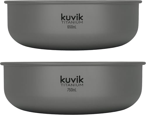 Kuvik Titanium Bowls 650ml (22 oz) and 750ml (25 oz) - Ultralight Titanium - Image 4