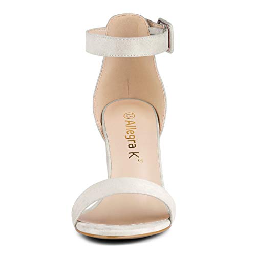 Image of Allegra K Women's Open Toe Chunky High Heel Buckle Ankle Strap Sandals | 3 3 /8 inches Heels with Faux Suede, Comfortable Block Heels Sandal for Women, Summer Dressy Shoes