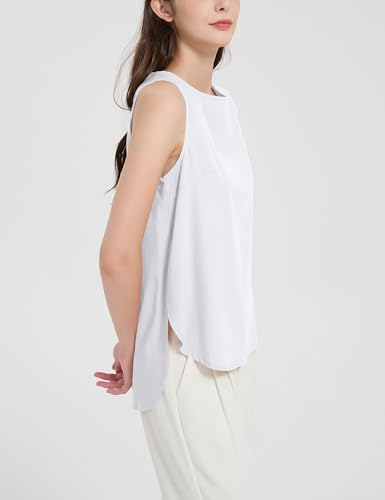 Womens Summer Casual Natural Linen Sleeveless Tank Tops Basic Lightweight Crewneck Blouse Shirts Layering Tee2