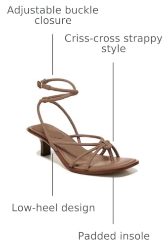 Image of Coutgo Womens Strappy Heels Sandals Thong Gladiator Square Open Toe Low Kitten Heeled Criss Cross Ankle Strap Summer Dress Wedding Shoes