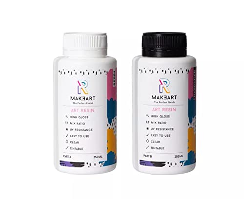 makeart resin art resin - clear epoxy resin - 500 ml art resin kit (250 ml resin and 250 ml hardener)