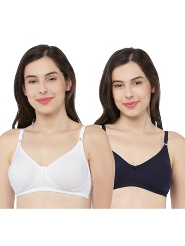 Image of Softline Women's Cotton Rich Wire-Free Non-Padded Molded Bra Combo | Full Coverage & Breathable Comfort | Lightweight, Skin-Friendly Everyday Wear (Pack of 2)