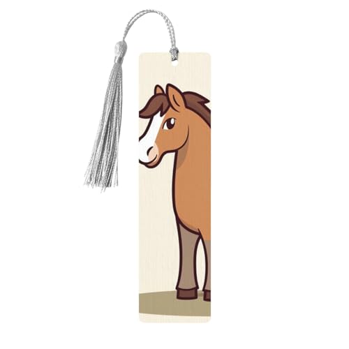 シンプル 馬 漫画 木製 しおり 5個 天然樺材 しおり カラフルなタッセル付き パーソナライズ 木製 ハンギングタグ オーナメント DIY クラフト しおり メンズ レディース 本好き向け