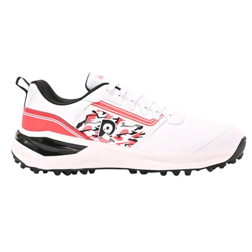 Image of DNINE Performer, Men, Rubber Studs Cricket Shoe White /Red /Black & White /Lemon