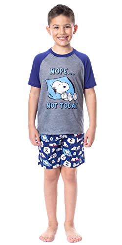 Intimo Peanuts Boy's Snoopy Nope Not Today Sleep Pajama Set Short Crewneck