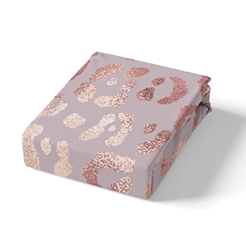 Homewish Cheetah Print Bedding Sets King,Rose Gold Colored Leopard Print Comforter Cover,Luxury Pink Sequin Duvet Cover,Safari Animal Bedding,Ultra Soft Cozy Durable Quilt Cover - Image 4