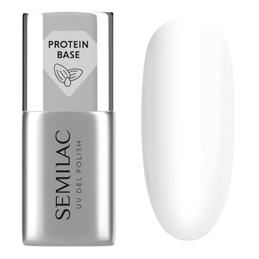 Semilac Esmalte de uñas UV Extend Protein Base 7 ml – Base UV transparente con proteína de almendra para extensión de uñas y fortalecimiento de la placa de la uña