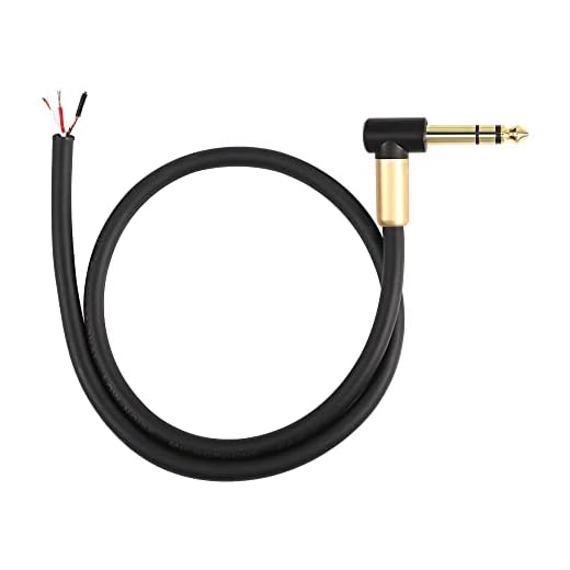 XMSJSIY 6.35mm TRS Pigtail Cable 1/4inch Stereo Male Plug to Bare Wire-0.5M | Adapter Connector Open End Audio Cable Right Angle 3- Pole Speaker Amplifier Microphone Cable Replacement/1.6FT