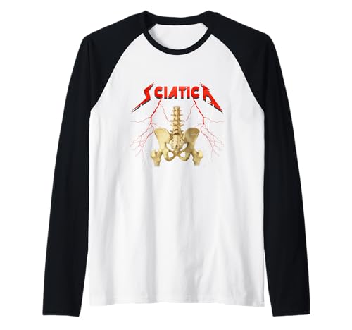 Sciatica Skeleton Nerve Rock Musician Humor Raglan Baseball Tee
