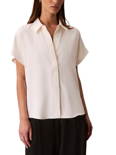 Calvin Klein Women's Satin Short Sleeve Top Antique...