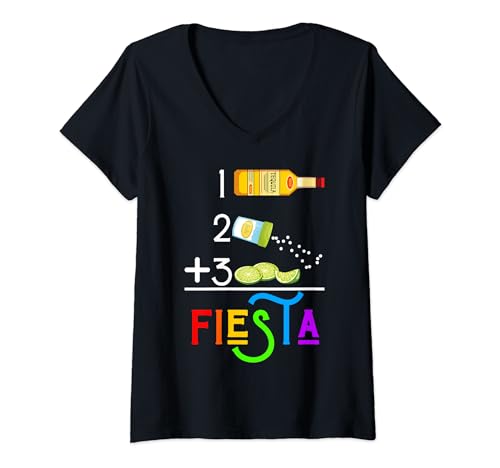 Womens Funny Fiesta Drinking Tequila Salt Lime Shots Drinks Math V-Neck T-Shirt