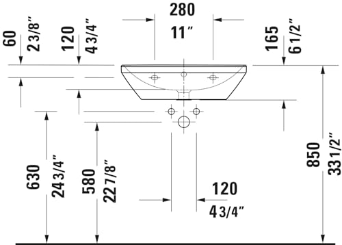 Duravit 2366600000 D-Neo 23-5/8" Rectangular Ceramic Wall Mounted Bathroom Sink by Duravit - Image 6