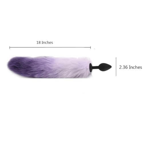 Purple Silicone Anal Plug with Faux Fur Tail Multiple Colors Available - Image 2