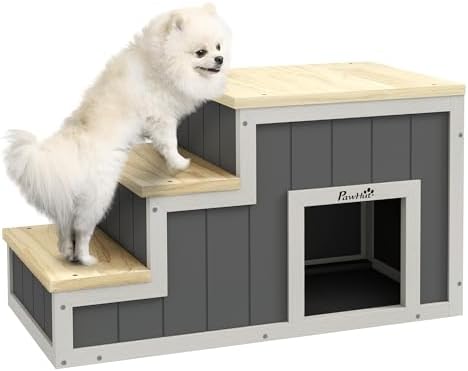 PawHut Hundetreppe 2 In 1 - 4 Stufige Treppe Mit Stauraum Für Sofa Und Bett