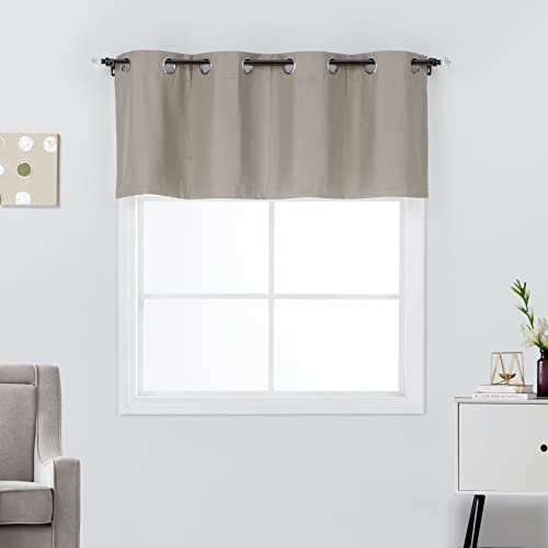 Rooney 1 Piece 100% Blackout Thermal Insulated Grommet-Top Window Treatment Curtain Valance for Small Windows (Taupe, 52'' W x 18'' L)