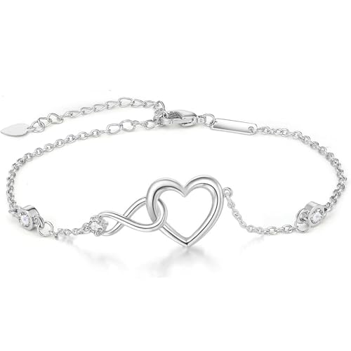925 Sterling Silver Exquisite Birthday Bracelet, Simple Heart Pendant Bracelet, Fashionable Jewelry For Women, Suitable For Daily Wear, Gift For Friends on festivals