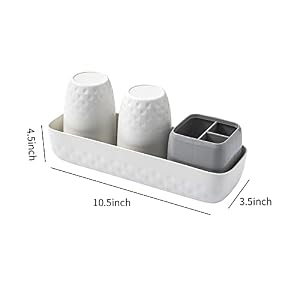 Toothbrush Holder for Bathrooms, Toothbrush Organizer Countertop for Toothbrush Storage, Toothbrush and Toothpaste Holders Set with 3 Slots, Tooth Brushing Cup Caddy for Family-White Toothbrush Holder for Bathrooms Toothbrush Organizer Countertop for Toothbrush Storage Toothbrush and Toothpaste Holders Set with 3 Slots Tooth Brushing Cup Caddy for Family White